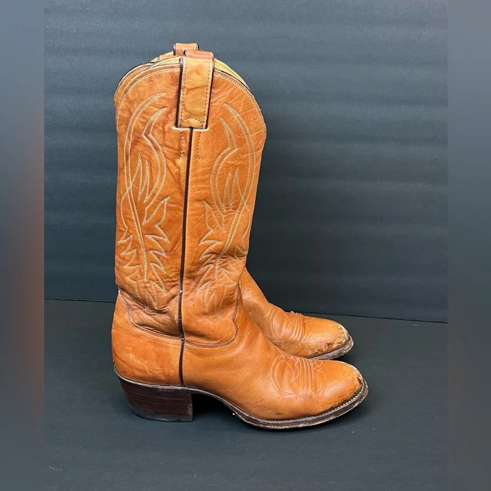 Justin Boots Tan Leather Western Ankle Booties